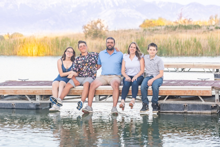 Saratoga Springs Lake Docks Family Photo Utah